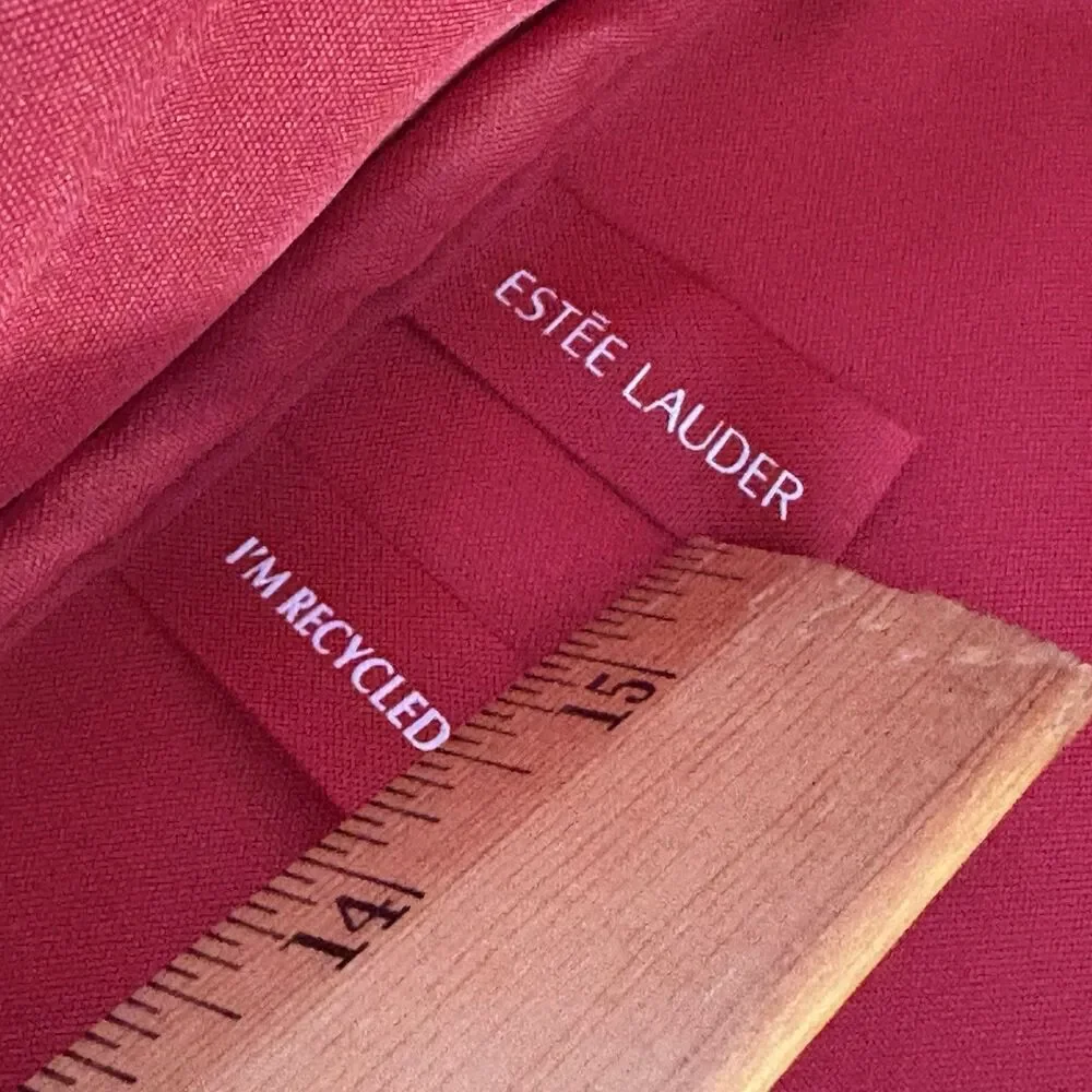 Estée Lauder Red Makeup Case Zip Handle Polyester/Spandex 11x8x4 in